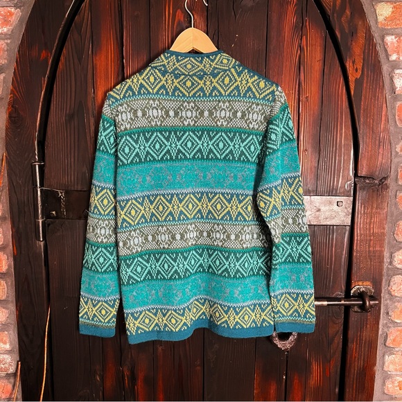 Fair Isle style Alpaca front zip sweater L - Picture 2 of 6